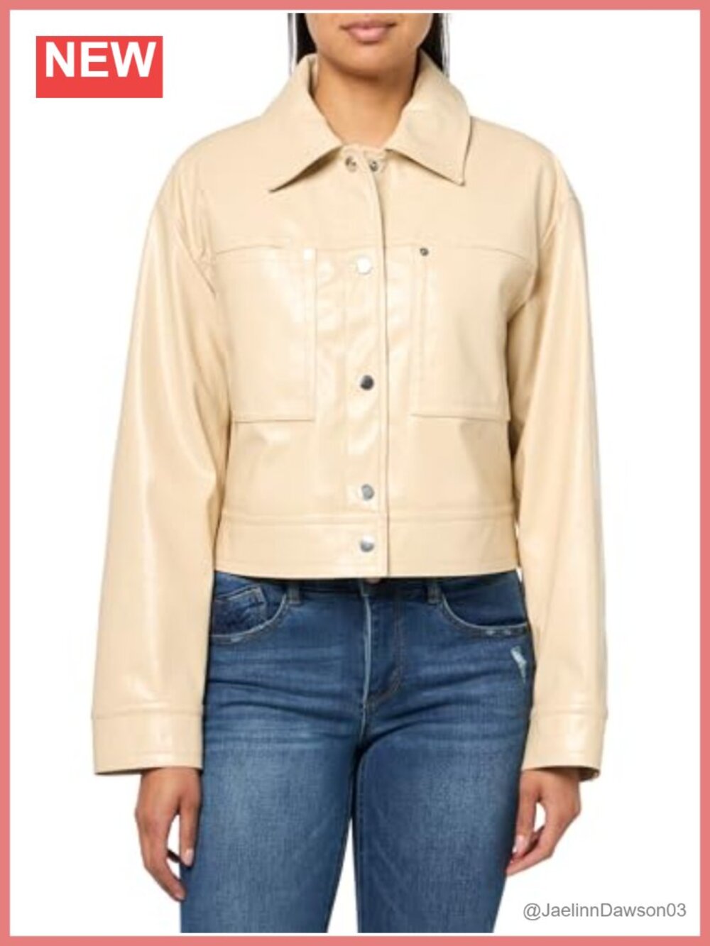 Cropped Patent Leather Friendly Biker Jacket Long Sleeve Snap